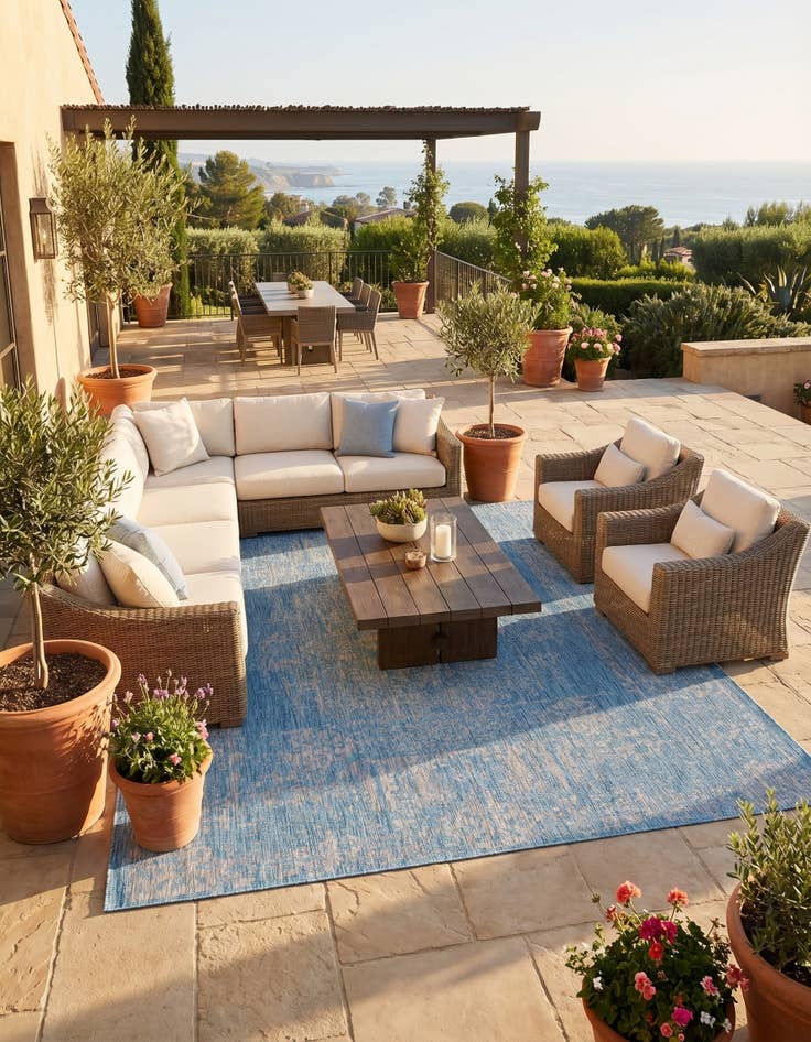 Detail image of 7' 10 x 11' Easy-Clean Traditional Indoor / Outdoor Rug