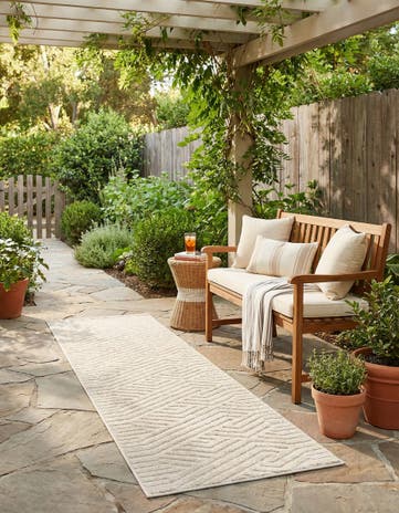 Beige Easy-Clean Sabrina Soto Hudson Indoor / Outdoor Runner Rug