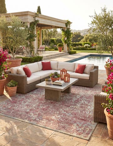 305cm x 370cm Easy-Clean Botanical Indoor / Outdoor Rug