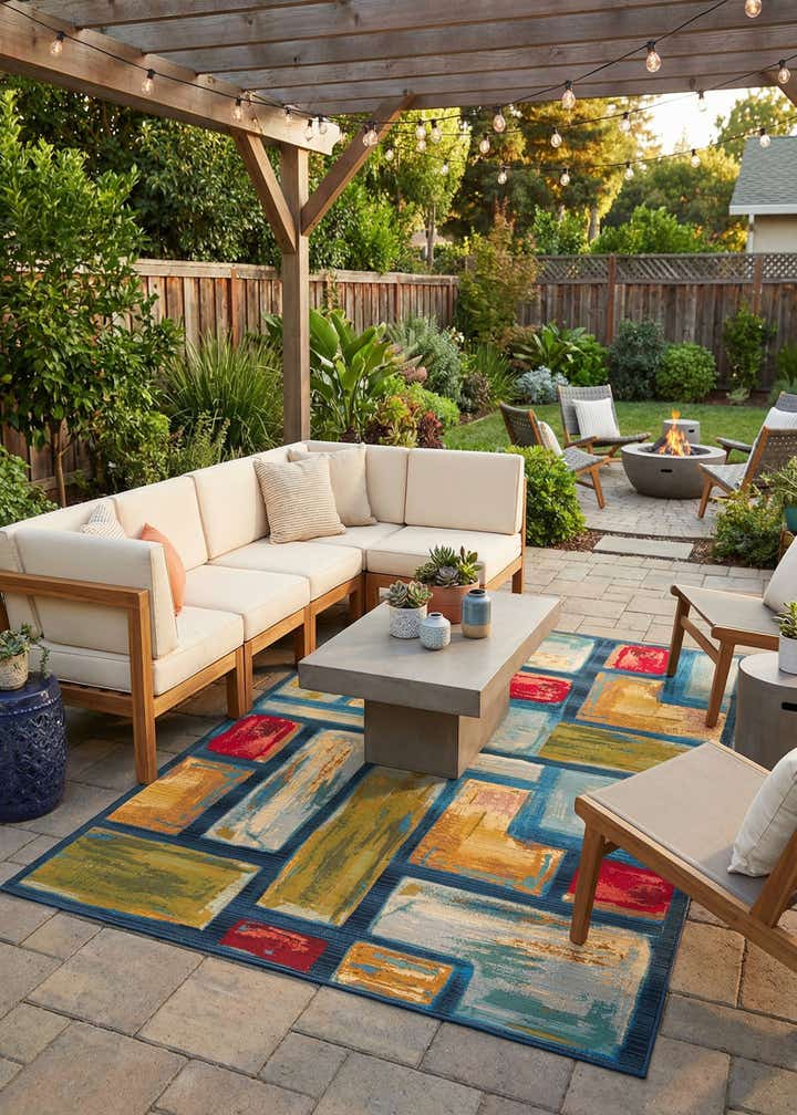 5' 3 x 8' Easy-Clean Modern Indoor / Outdoor Rug