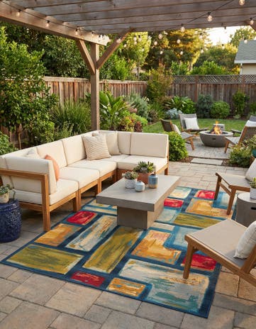 5' 3 x 8' Easy-Clean Modern Indoor / Outdoor Rug