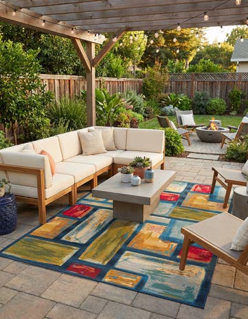 5' 3 x 8' Easy-Clean Modern Indoor / Outdoor Rug