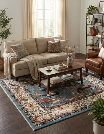 Blue Nain Design Square Rug