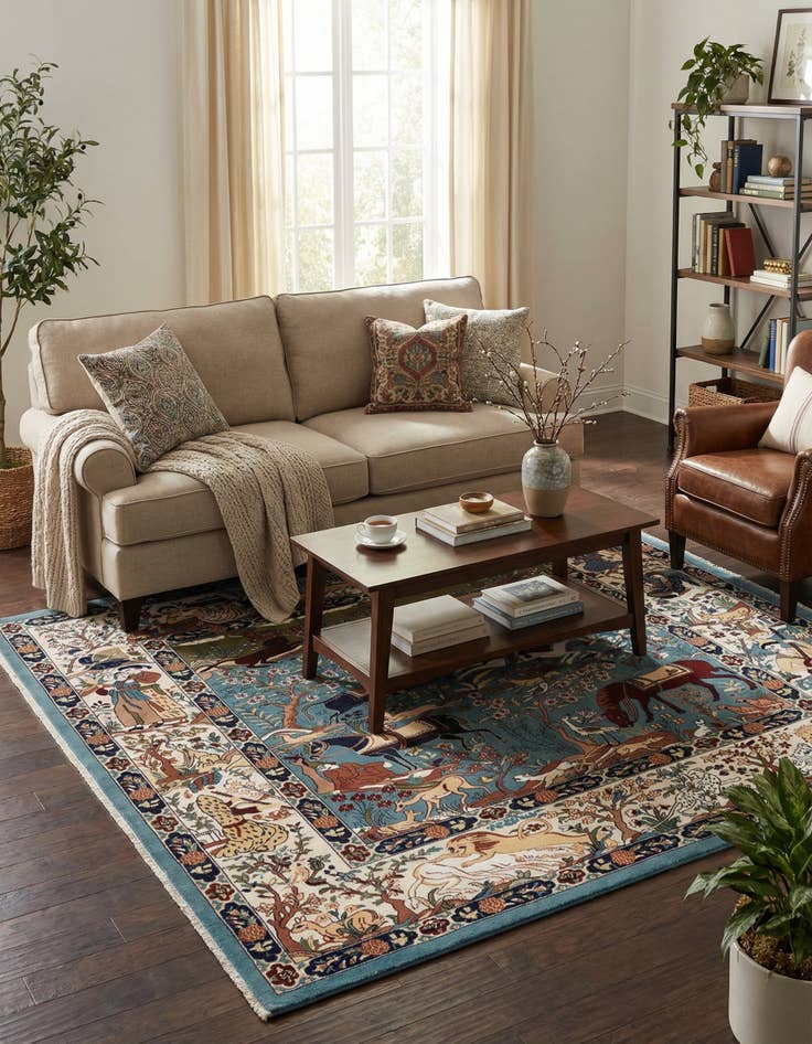 Detail image of 7' 10 x 8' Nain Design Square Rug