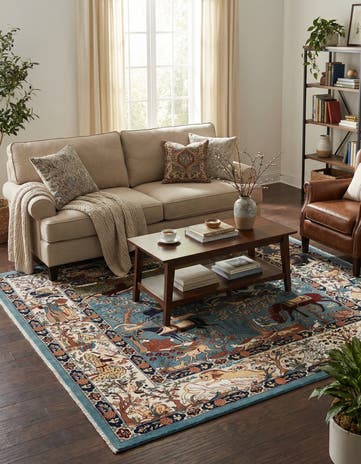 Blue Nain Design Square Rug