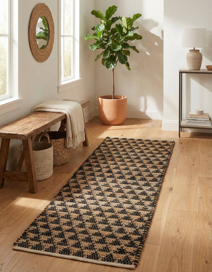 Detail image of 2' 2 x 6' 1 Hand Woven Chindi Jute Runner Rug