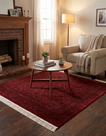 Red Bokhara Square Rug