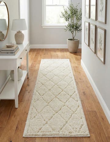 2' 7 x 12' Lattice Shag Runner Rug