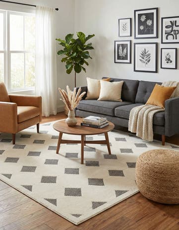 Black and White Prismatic Square Rug
