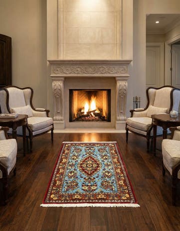 3' 6 x 4' 11 Hand Knotted Qom Persian Rug