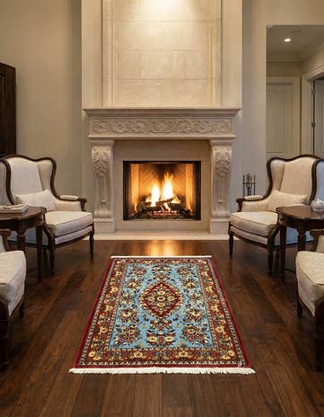 3' 6 x 4' 11 Hand Knotted Qom Persian Rug