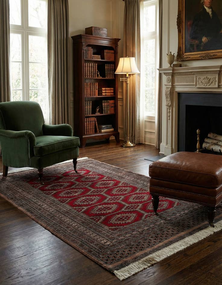 Detail image of 4' 1 x 6' 3 Hand Knotted Bokhara Oriental Wool Rug