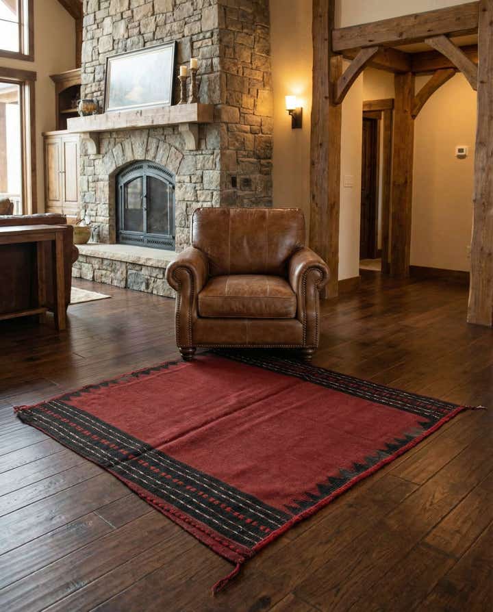 4' 3 x 4' 5 Hand Woven Kilim Fars Wool Square Rug