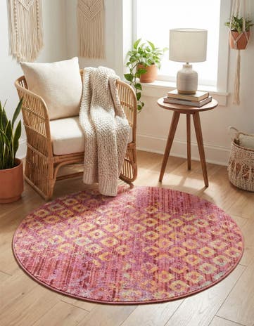 Pink Prism Round Rug