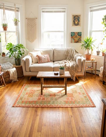 3' x 4' 10 Hand Woven Kilim Waziri Wool Rug