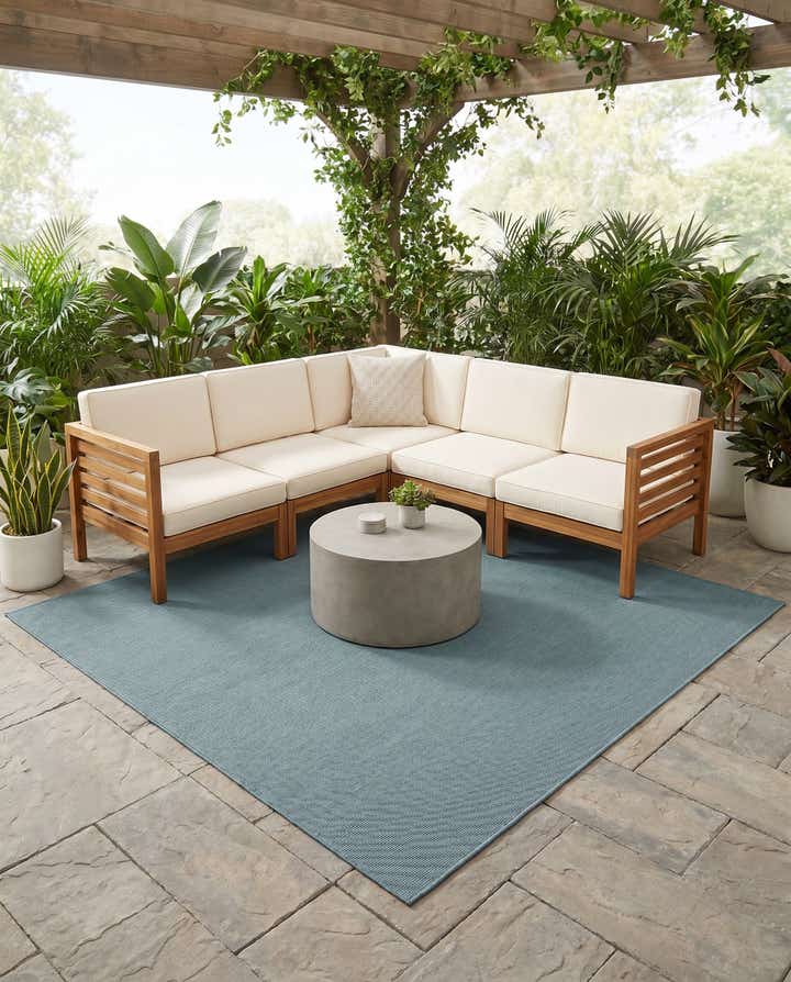7' 10 x 7' 10 Easy-Clean Solid Indoor / Outdoor Square Rug