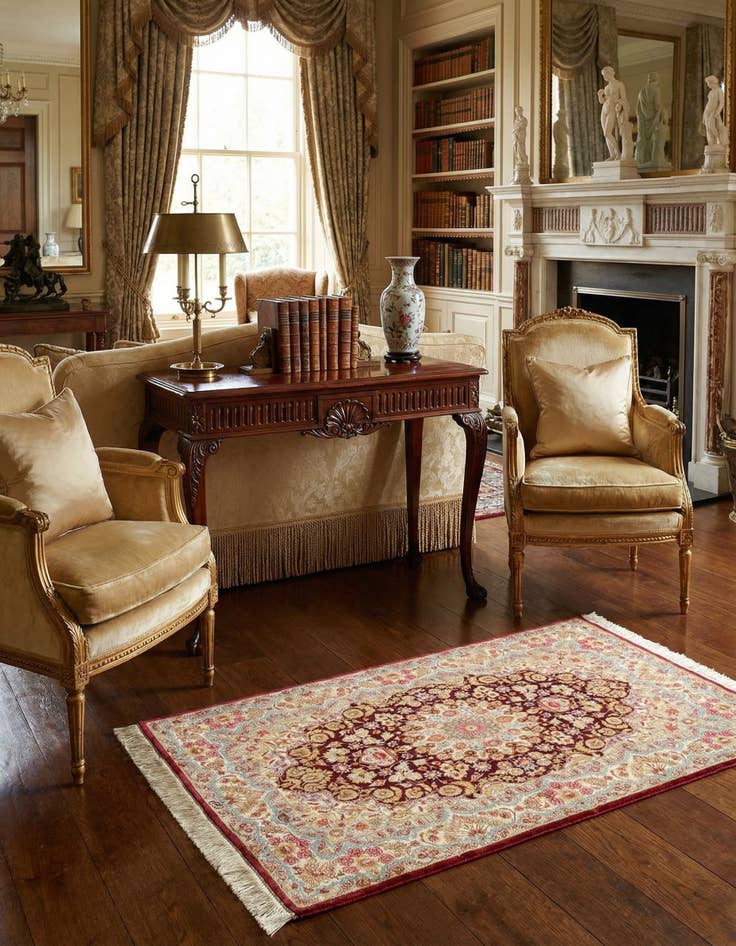 Detail image of 2' 7 x 3' 11 Ghom Silk Rug