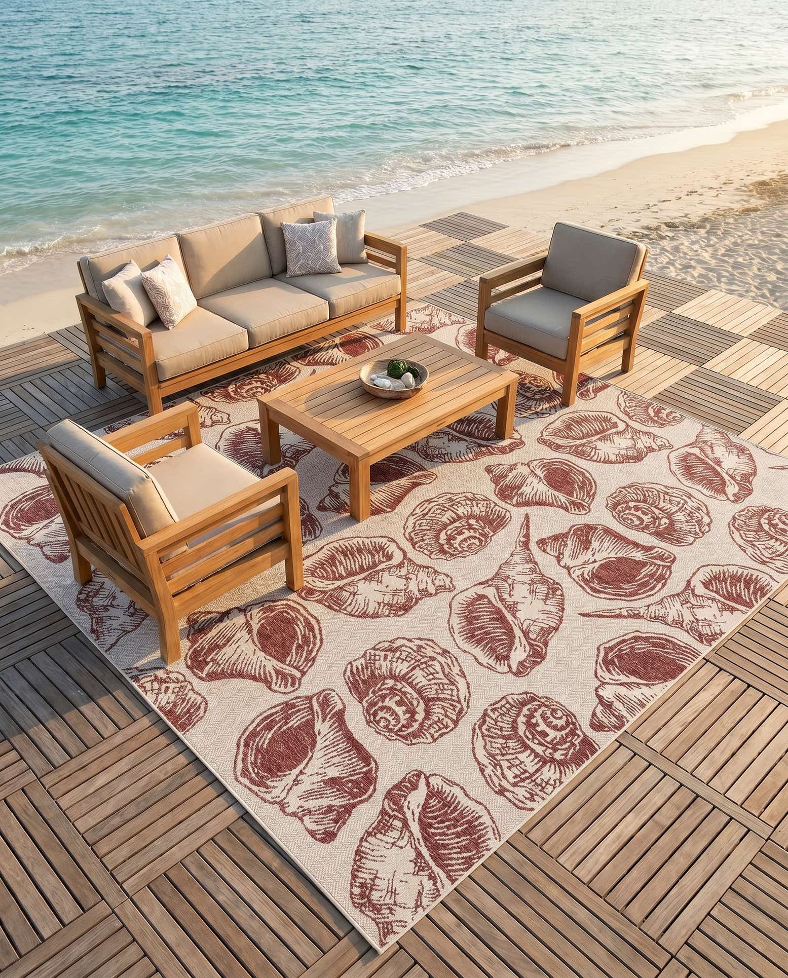 12' x 12' Easy-Clean Coastal Indoor / Outdoor Square Rug