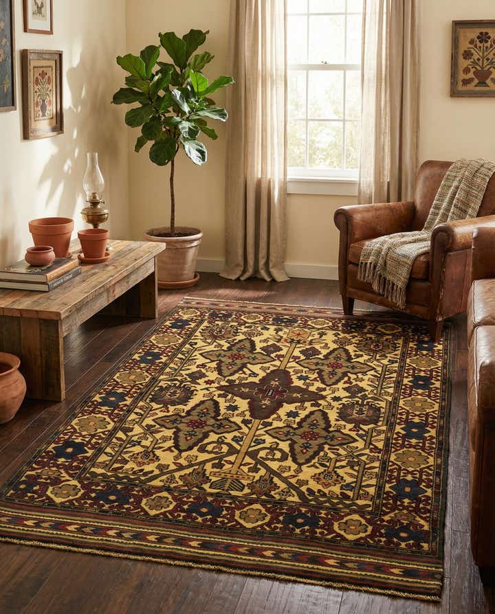 4' 2 x 6' 4 Hand Knotted Sumak Wool Rug