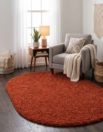 4' x 6' Solid Shag Oval Rug
