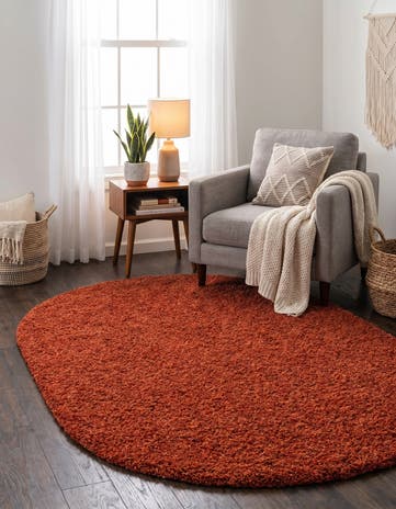 4' x 6' Solid Shag Oval Rug