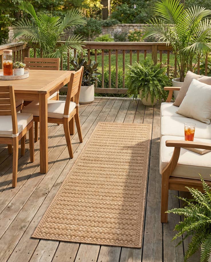 Detail image of 2' x 8' Easy-Clean Border Indoor / Outdoor Runner Rug