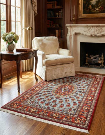 3' 5 x 5' 1 Hand Knotted Qom Persian Rug