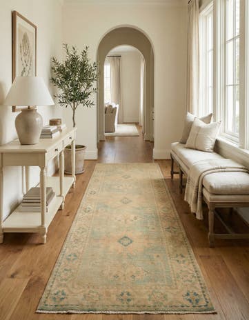 2' 9 x 8' 6 Hand Knotted Oushak Wool Runner Rug