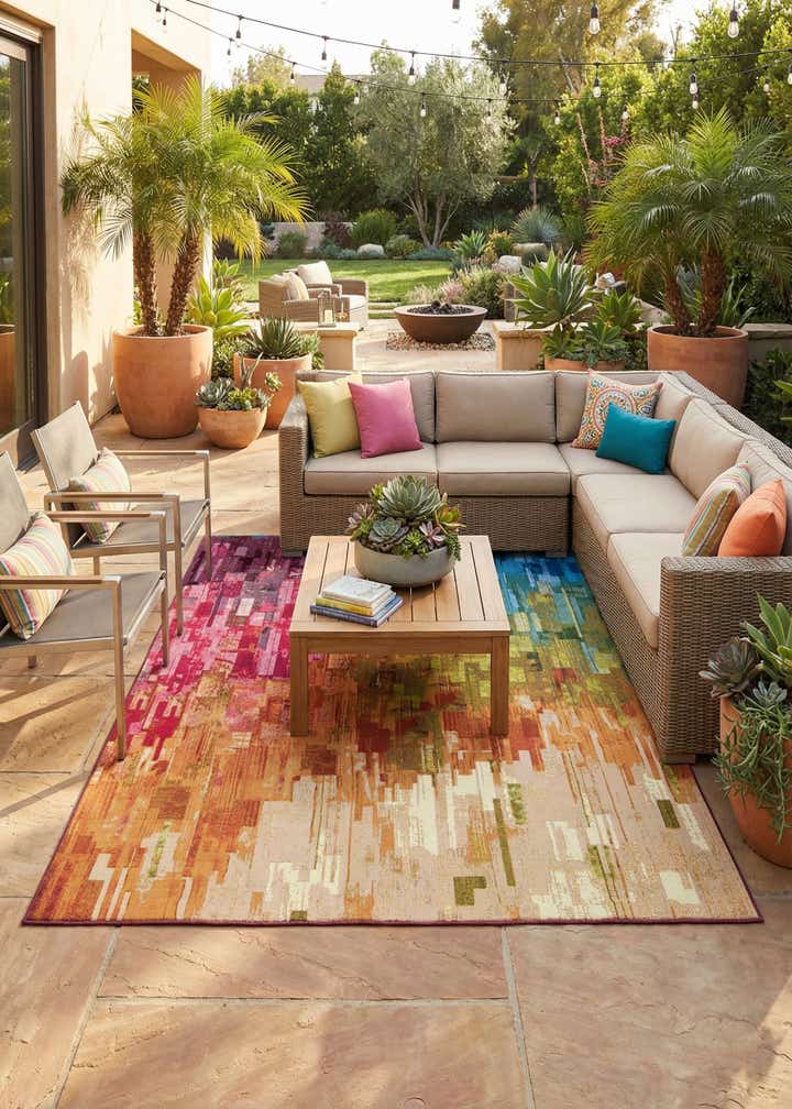 7' x 10' Easy-Clean Modern Indoor / Outdoor Rug