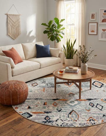 Light Blue Morocco Round Rug