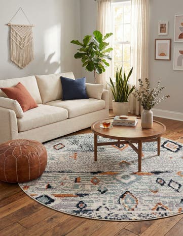 Light Blue Morocco Round Rug