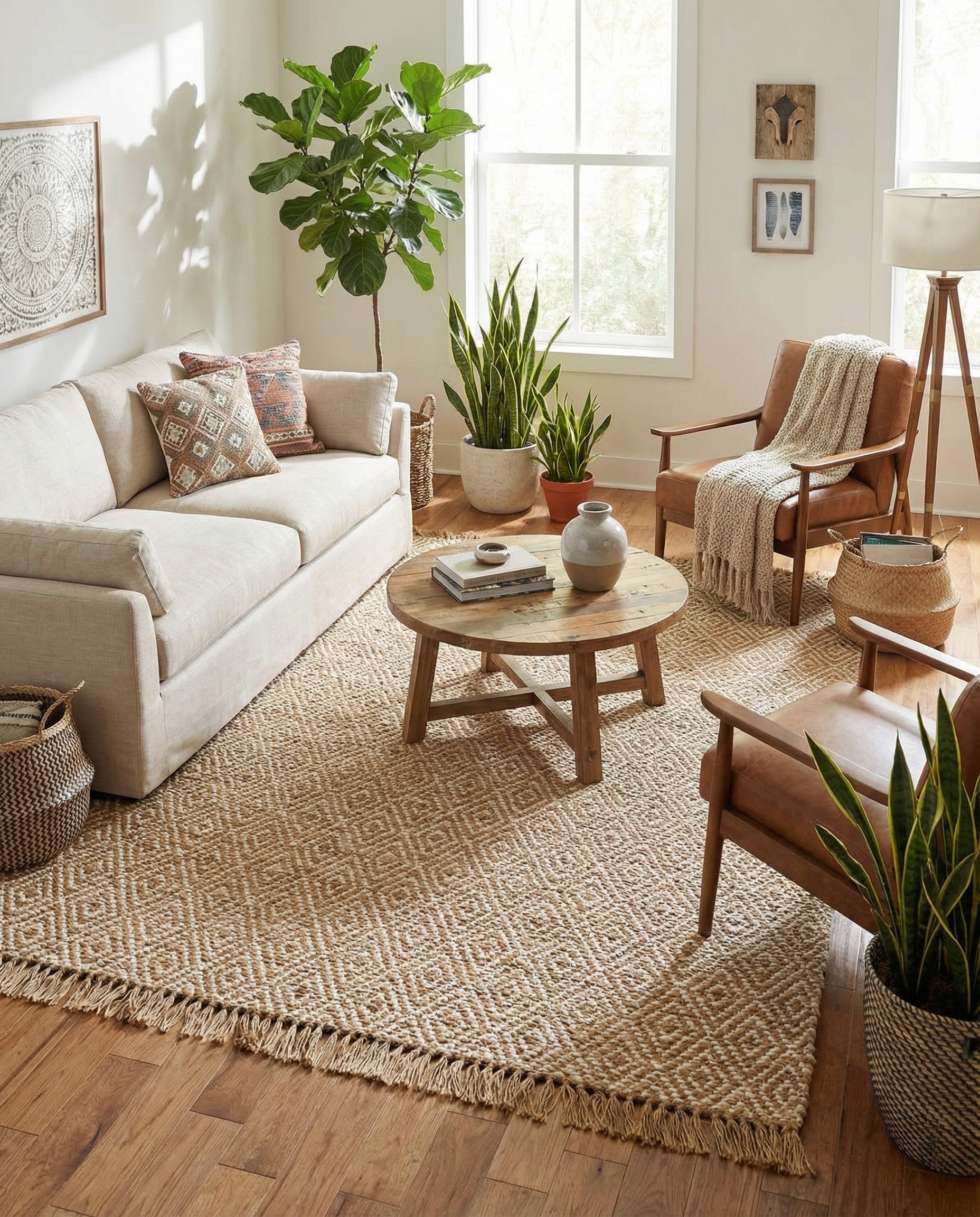 8' x 10' Hand Woven Braided Jute Rug