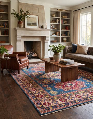 4' 11 x 7' 3 Hand Knotted Kazak Rug