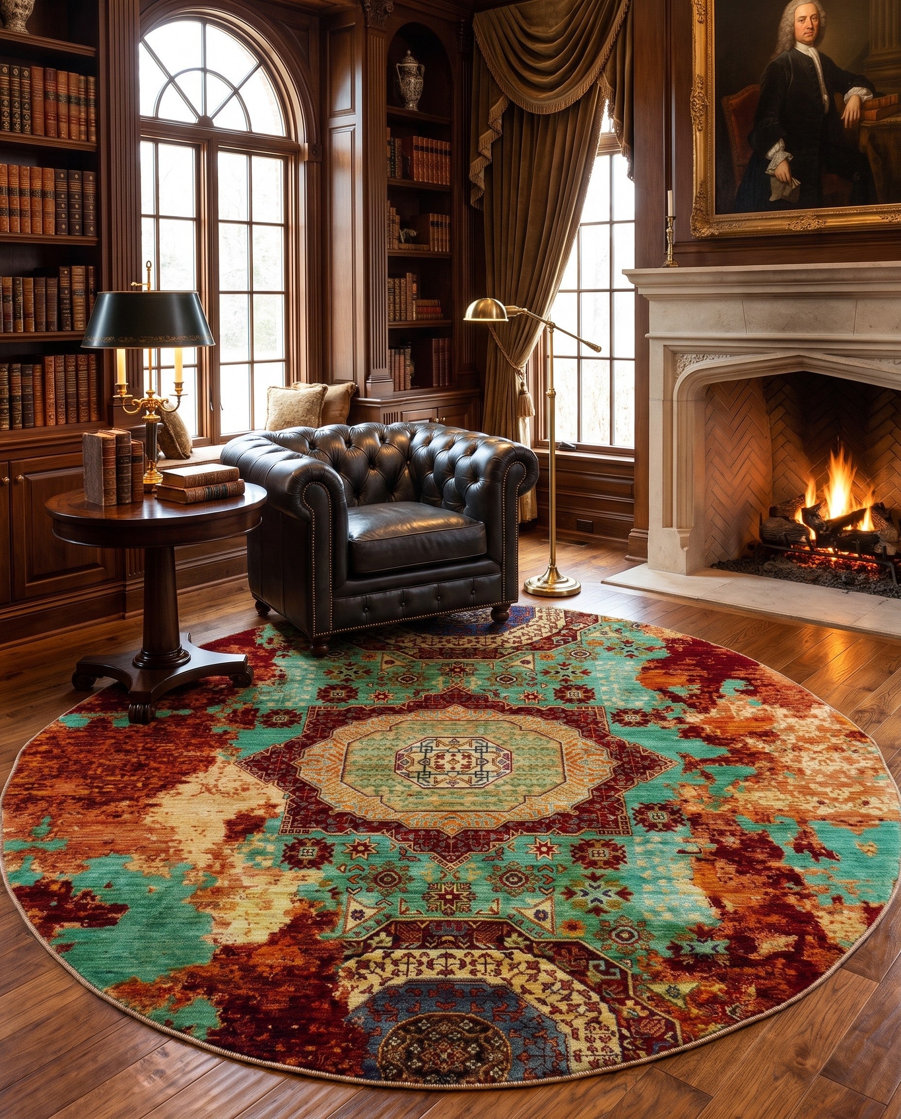 6' 5 x 6' 6 Hand Knotted Mamluk Ziegler Round Rug