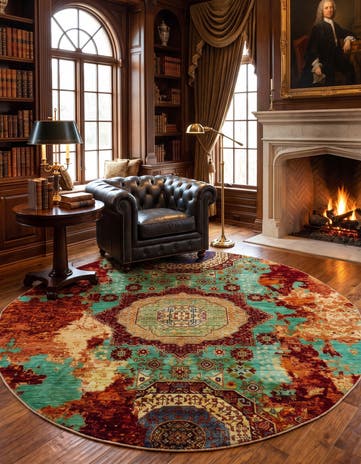 6' 5 x 6' 6 Hand Knotted Mamluk Ziegler Round Rug