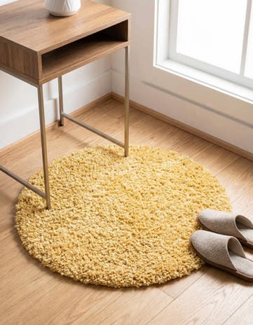 Sun Yellow Zermatt Shag Round Rug