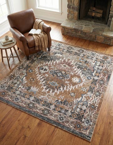 Khaki Gray Eco Southwestern Square Rug