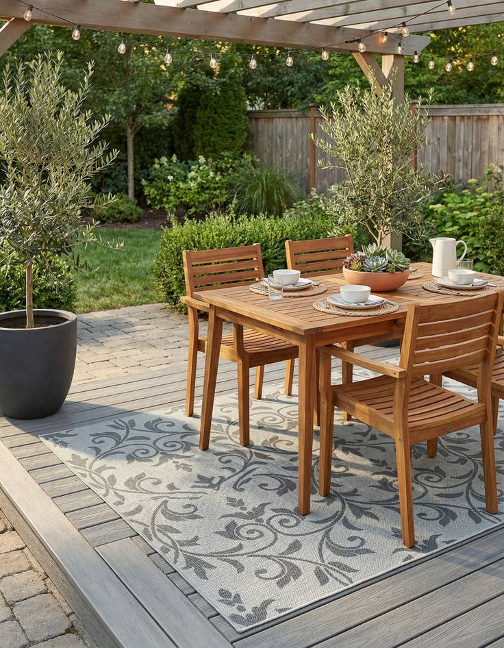 Detail image of 5' 3 x 8' Washable Botanical Indoor / Outdoor Rug