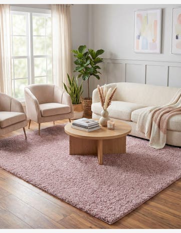 Pink Soft Solid Shag Square Rug