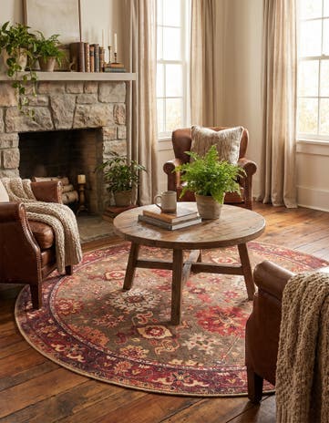 5' 1 x 5' 1 Washable Timeless Round Rug