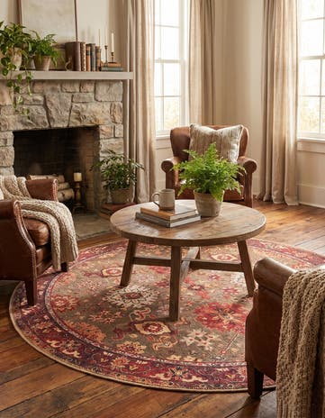 5' 1 x 5' 1 Washable Timeless Round Rug