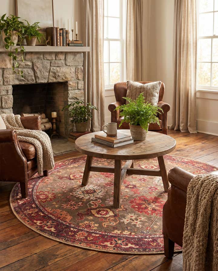 5' 1 x 5' 1 Washable Timeless Round Rug