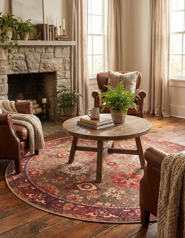 5' 1 x 5' 1 Washable Timeless Round Rug