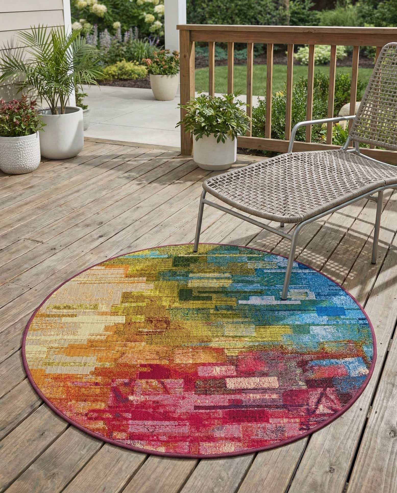 3' x 3' Easy-Clean Modern Indoor / Outdoor Round Rug