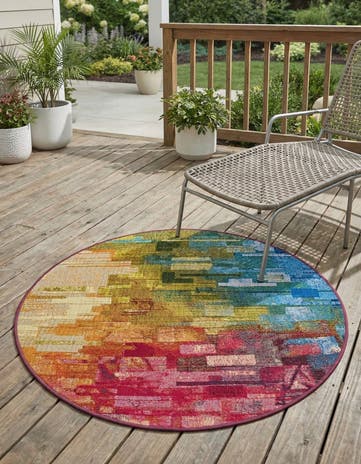 Easy-Clean Modern Indoor / Outdoor Round Rug