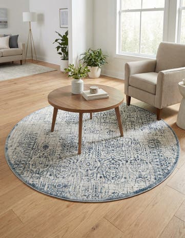Blue Derbyshire Round Rug