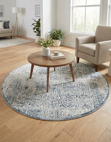 Blue Derbyshire Round Rug