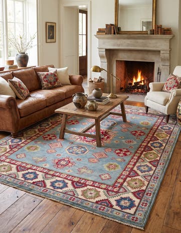 150cm x 200cm Noué main Kazak Tapis