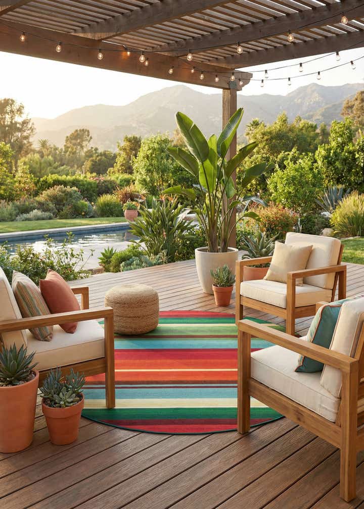 7' 10 x 7' 10 Easy-Clean Modern Indoor / Outdoor Round Rug