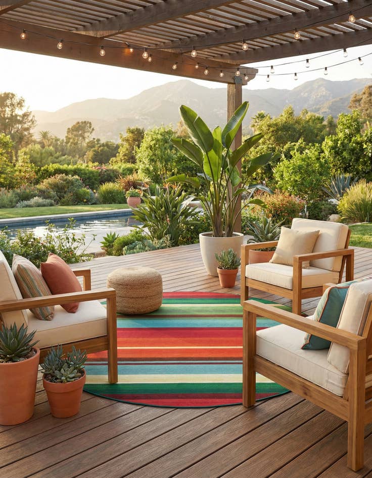 Detail image of 7' 10 x 7' 10 Washable Modern Indoor / Outdoor Round Rug